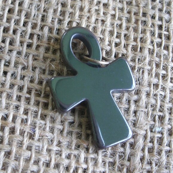 Hand Carved Hematite Egyptian Ankh Pendant - Picture 7 of 7